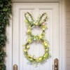 AOMOONOA Easter Bunny Spring Wreath for Front Door, Lighted Easter