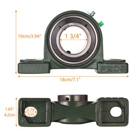 SHINICO Pillow Block Bearing 1 3/4 inch Shaft Bore, Solid Cast Iron Base, Self-Aligning, UCP209-28, Pack of 2