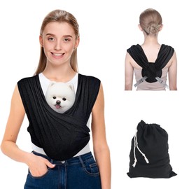 Trendecor Dog Carrier Bag, Dog Sling for Small Dogs, Adjustable Strap, Sling Dog Bag, Up to 9 kg, for Dogs and Cats, Outdoor Activities, Walks (Black)