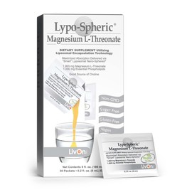 LivOn Laboratories Lypo-Spheric Magnesium L-Threonate - 30 Packets - 77mg Per Packet - Liposome Encapsulated for Maximum Bioavailability - Professionally Formulated - 100% Non-GMO