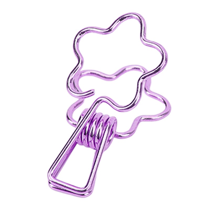 100pcs Binder Clips Cute Flower Shape Metal Hollowed Long Tail