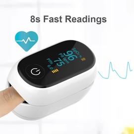 Bluetooth Fingertip Pulse Oximeter, Blood Oxygen Saturation Monitor and Pulse Rate Monitor for Apple and Android, With OLED Screen