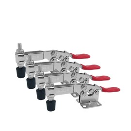 AIMALL 4x 220Lb Holding Capacity Quick Release Toggle Clamp Horizontal Hand Tool, Cold-Rolled Steel with Zinc Coating, Adjustable Rubber Pressure Tips, 5.51 Inches