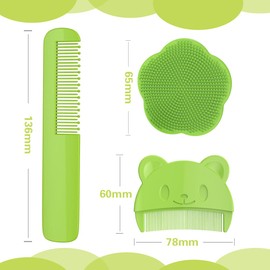 BECHS 4 Stück Baby Haarbürste Baby Badebürste Milchschorf Kamm Babybürste Gerader Babykamm Geeignet Für Neugeborene Um Die Kopfhaut Des Babys Zu Massieren Grün