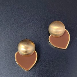 Semicircle Maillard Brown Heart Earrings for Women Maximalist Cute Jewelry Ubahatimi