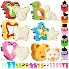 Sandwich Cutters for Children, Sandwich Cutter and Sealing (Large) Bread Cutters, Sandwich Crimpers with Vegetable Fruit Cutters for Bento Box Children, Stainless Steel, Pack of 33