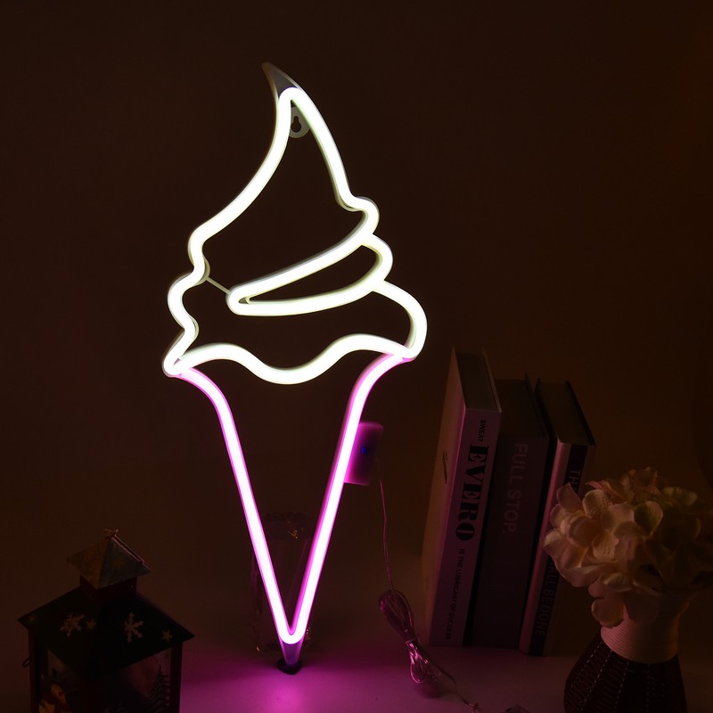 LED Neon Light Ice Cream Waterproof Battery USB Powered Hangable