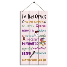 Principle Office Decor Signs, Inspirational Wall Sign, Decorative Wood Hanging Wood Plaque, Decoration for School Principal Office, Rustic Door Hanger, End of Year Gift, Thank You Gift for Principle B