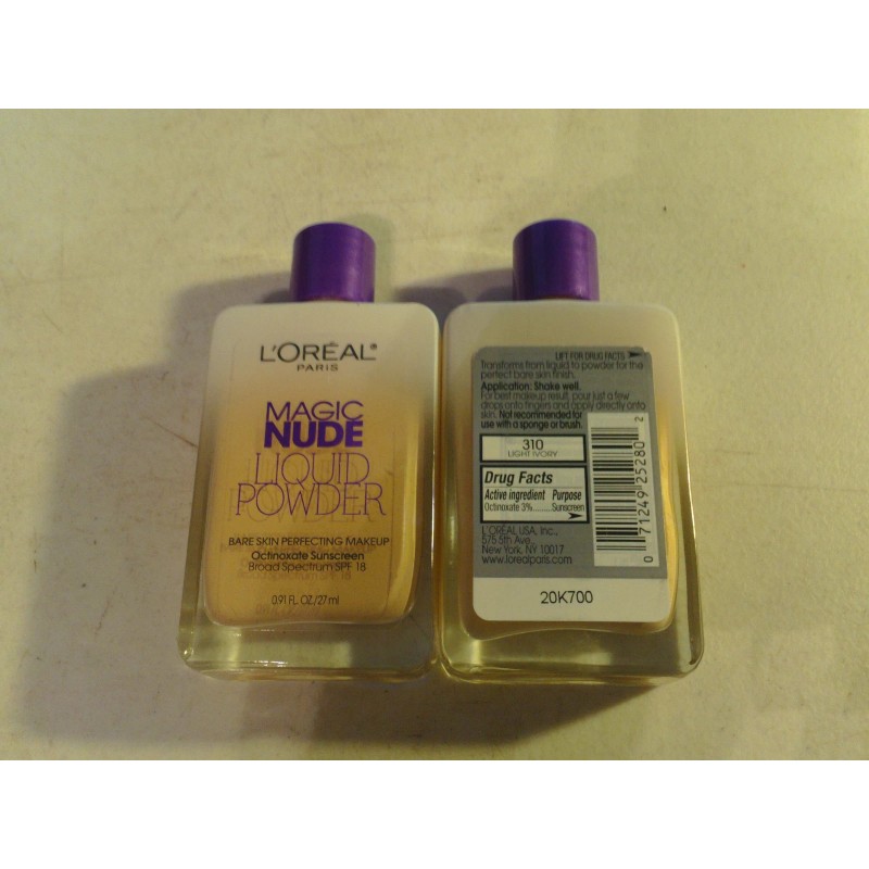 LOREAL 2 bottle lot LOREAL MAGIC NUDE LIQUID POWDER PERFECTING