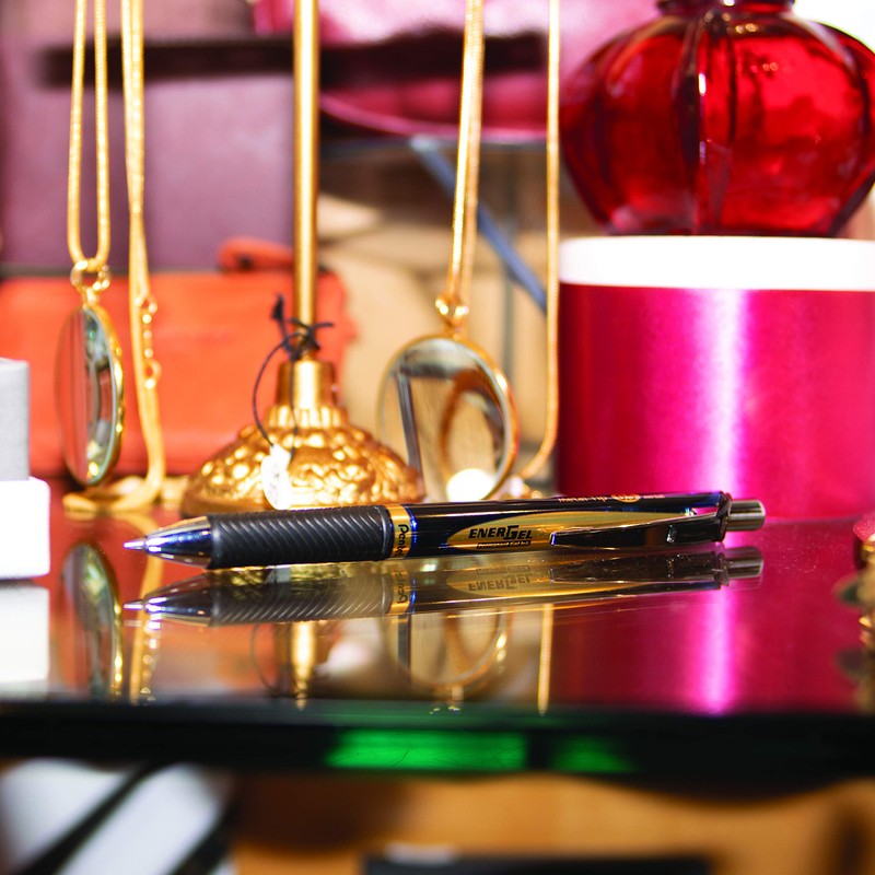 EnerGel Permanent Retractable Rollerball, 0.5mm, Red Ink, 1 Pack of