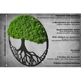 Hello Moss Wall Decoration Moss Pictures in the Shape of a Tree - Beautiful Looking Wall Tree - Bring Life to Your Home - Wall Picture Made of Natural Raw Materials and Decorative Moss