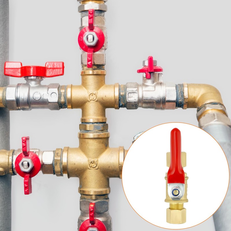QWORK Lead-Free Brass Compression Valve - 1/4 Inch, 4 Pack