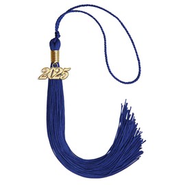 Endea - Borla de graduación de un solo color con fecha dorada (azul real, 2025)