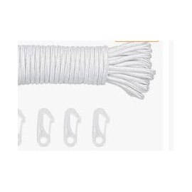 dogmoon Nylon Flag Rope Flagpole, 20M Flag Pole Rope with Flag Pole Clip, 6mm Flag Pole Halyard Rope Kit Tree Swing Ropes with 10 Flag Pole Clip for Outdoor Sailboat Garden Camping(White)