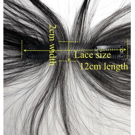 AYunhe Air Baby Hairline with Clips Human Hair Bangs for Girl Invisible Real Hair Accessory Hairpiece Handmade Crochet Frontal Wispay Bangs (Black, Lace 12x2 cm)