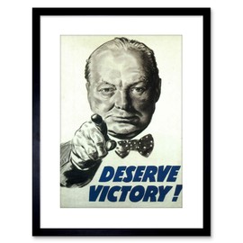 The Art Stop Vintage AD WWII Deserve Victory Churchill UK Framed Print F97X6156
