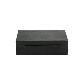Generic Black Small Decorative Box With Black Handle，Faux Leather keepsake And Memory Storage Boxes,Desk accessory Organizer (Black-Black, 1pack)