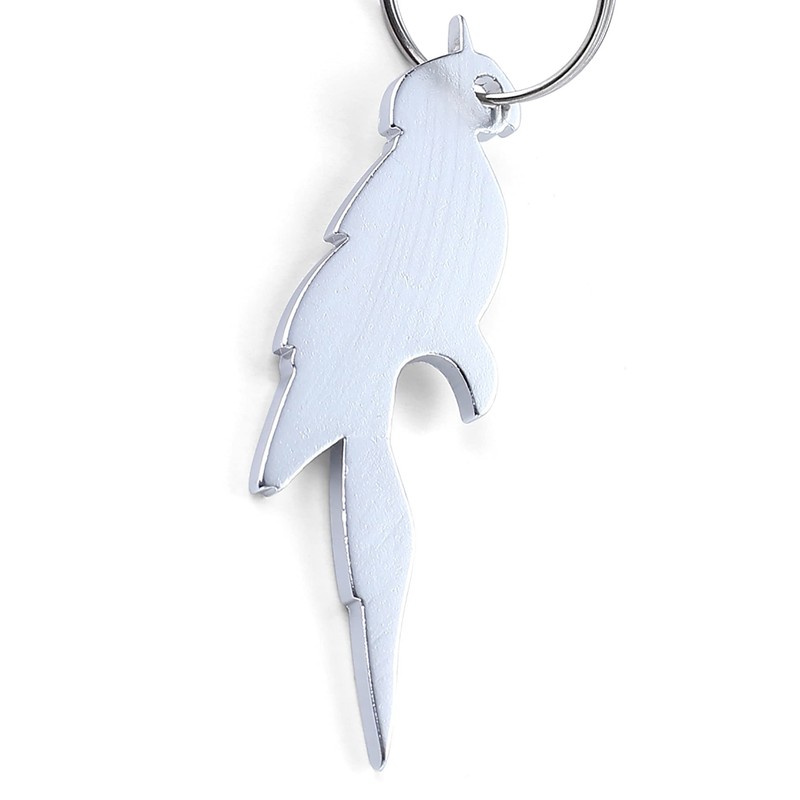 Komonee Parrot Silver Bottle Opener Key Chain Metal Wildlife Bird