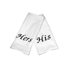Liberty21 His and Hers Embroidered Wash Cloths Towel Set for Couples. This Set includes 2 Washcloth Towels for Body and Face. His and Hers Gifts. 100% Cotton. (White)