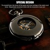 Partsdom Mens Pocket Watch Mechanical Black Steampunk Skeleton Retro Chain