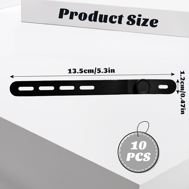 10 Stück Kabelbinder | Schwarze Silikon-Kabelbinder | Kabel-Organizer | Wiederverwendbare
