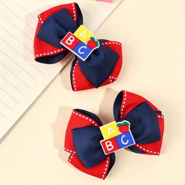 Back to School Hair Bow Clips with Alligator Clip ABC Letter Hair Barrettes