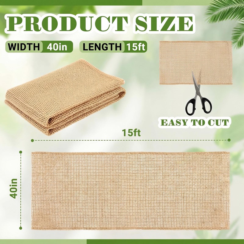 GliCraft 15 ft Long Jute Erosion Control Blanket, Soil Saver