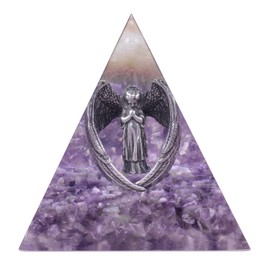 rockcloud Praying Angel Orgone Pyramid with Amethyst Crystal Stones Orgonite Energy Generator for Protection Yoga Meditation