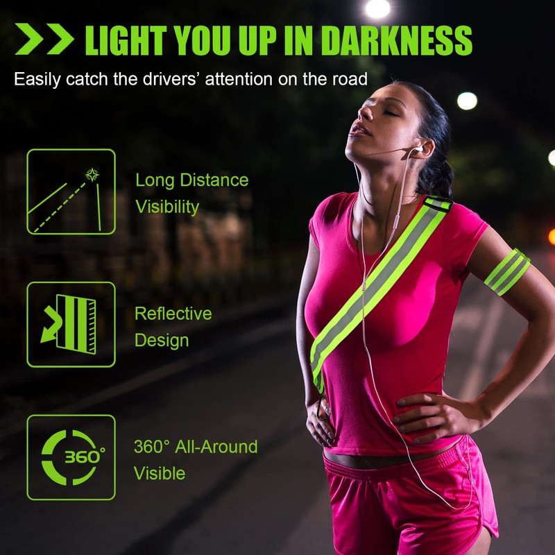 Reflective Running Gear, High Visibility Safety Reflective Sash with Quick