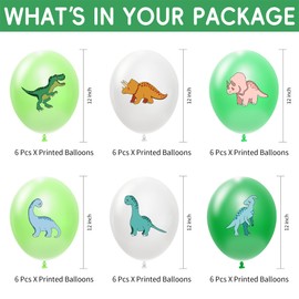 HYOWCHI 36 Pcs Dinosaur Birthday Party Supplies Balloons Set, Dino Theme Dinosaur Party Decorations Latex Balloons for Kid's Birthday Baby Shower