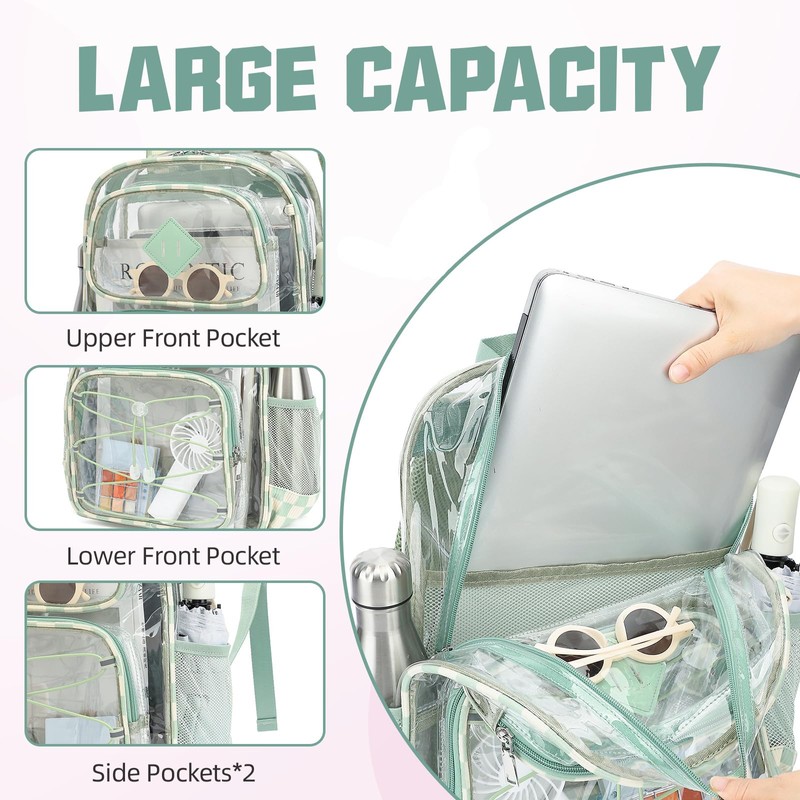 Lreneilu Clear Backpacks for Girls Women, Heavy Duty PVC Transparent