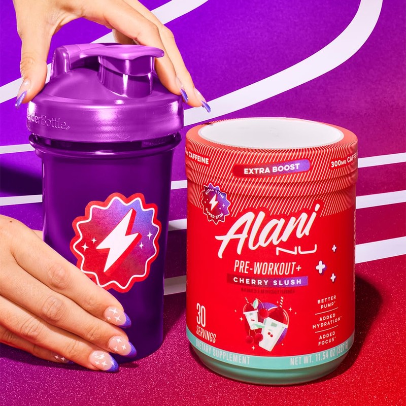 Alani Nu Pre Workout+ Powder Cherry Slush, Extra Boost, Sugar
