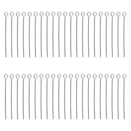 Shapenty 200PCS Mini Metal Wire Eyepins Beading Small Open Eye Head Pins Needles Bulk for DIY Craft Bead Earring Pendant Necklace Bracelet Jewelry Charm Finding Making (30mm/1.18Inch, Silver)
