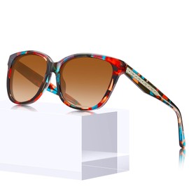 CARFIA Square Polarized Sunglasses for Women UV Protection, Italian Design Retro Embossed Pattern Wire Core Driving Shades