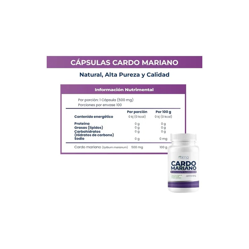 Naima Cardo Mariano 500mg - 100 Cápsulas Pack 3 Frascos