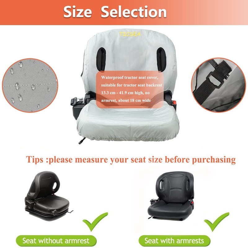 TICSEA Forklift Tractor Seat Cover, 600D Oxford Cloth Weatherproof Durable