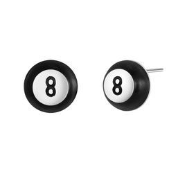 2D Billiard Magic 8 Ball Stud Earrings Jewelry with 925 Sterling Silver Back Posts