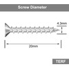 TERF® PVC Window Screw 4.3mm X 20mm Philip Drive Flat