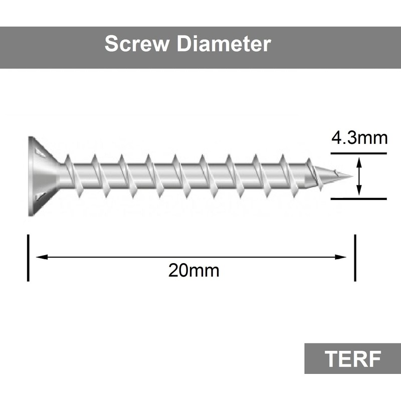 TERF® PVC Window Screw 4.3mm X 20mm Philip Drive Flat