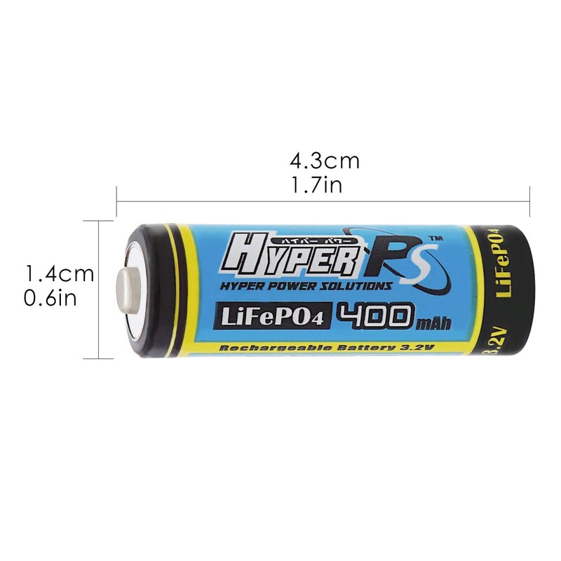 HyperPS (2-Pack) 3.2V LiFePo4 14430 (14 x 43mm) 400mAh Rechargeable