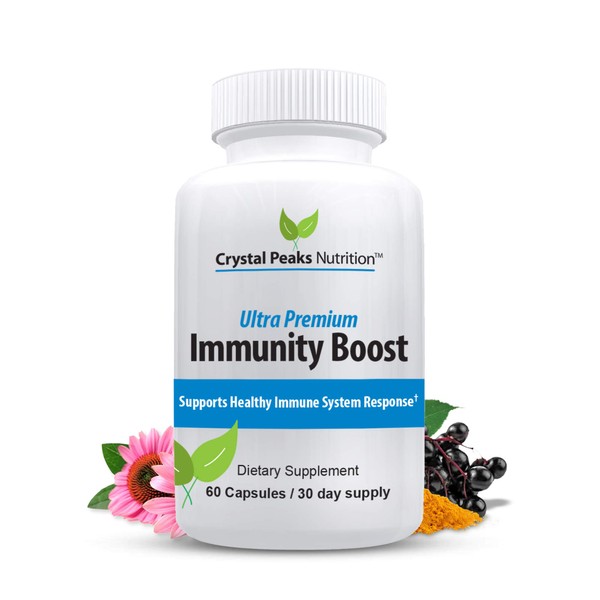 Immune Support Capsules with Elderberry, Vitamin C, Echinacea, Garlic, Zinc, Turmeric, and More for Adult Men and Women - Easy-to-Swallow Immune Support Vitamins - 60 Vegan Capsules (30 Day Supply)