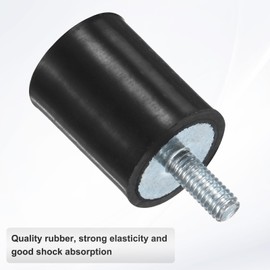 M METERXITY 4-Pack Rubber Mounts D15mmxH20mm Male/Female Vibration Isolators Cylindrical Shock Absorber W M4 x 10mm Studs for Air Compressor/Car/Pump/Boat/Garage Motor/Bobbins Rubber Isolators
