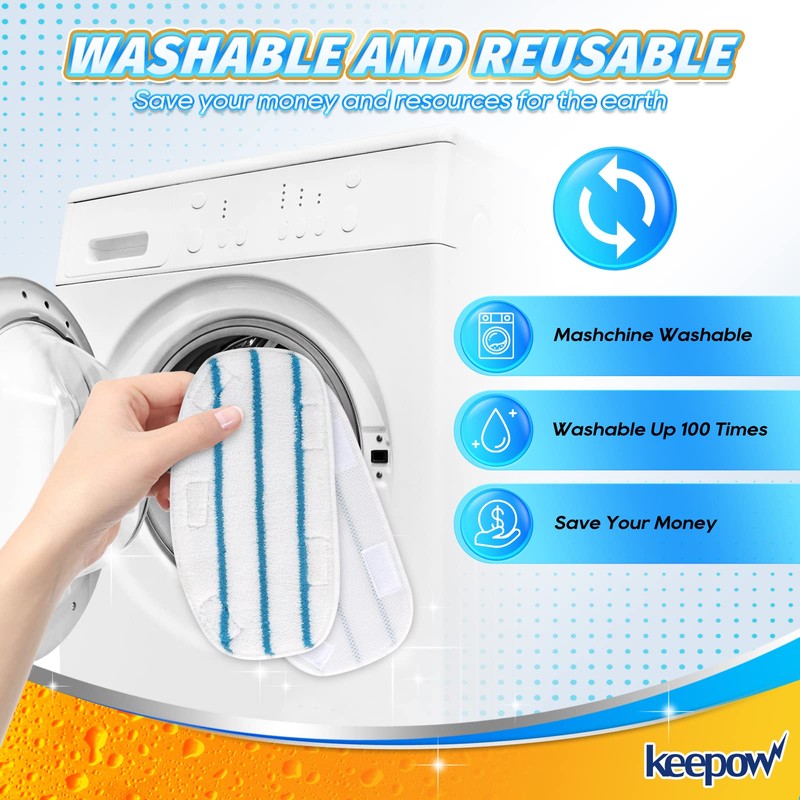 KEEPOW Steam Mop Pads Compatible with PurSteam ThermaPro 10-in-1 Steam
