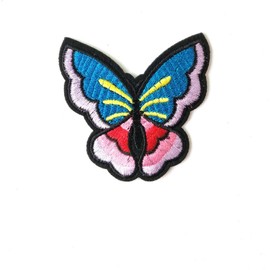 Butterfly Applique Patch Blue and Pink, Insect Badge W2.5"xH2.7" (Iron on)  3656