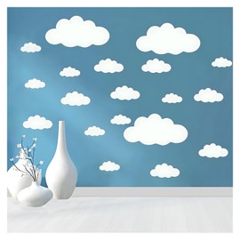 Big Clouds Wall Decals Removable DIY Large Vinyl Sticker Self Adhesive Wallpaper for Living Room Nursery Children Baby Kids Boys Girls Bedroom Decor Home Art Mural Dec