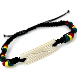 Rasta Anklet Bracelet - Braided Cotton Ankle Bracelet - Jamaican Adjustable Wristband, Black, One Size