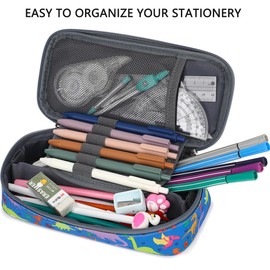 FlowFly Pencil Case for Girls Boys, Large Capacity Pencil Pouch for Kids, Portable Soft Pen Bag for Teens, Dinosaur