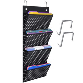 Storage Pocket Chart Hanging File Organizer Wall Mount, Over The Door Organizer, Wall File Organizer for Office, Business, Home and School Organizers (4 Pockets)