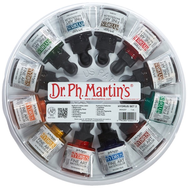 Dr. Ph. Martin's Hydrus Fine Art Watercolor, 1 Ounce (Pack of 10), Set 2 Colors