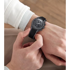 Strap for Omega x Swatch MoonSwatch Watch 20mm,Folding Buckle Color Collision Band for Omega Swatch Moonswatch Speedmaster,Curved No Gap Replacement Strap for Swatch Omega Men Women (Black & Khaki)